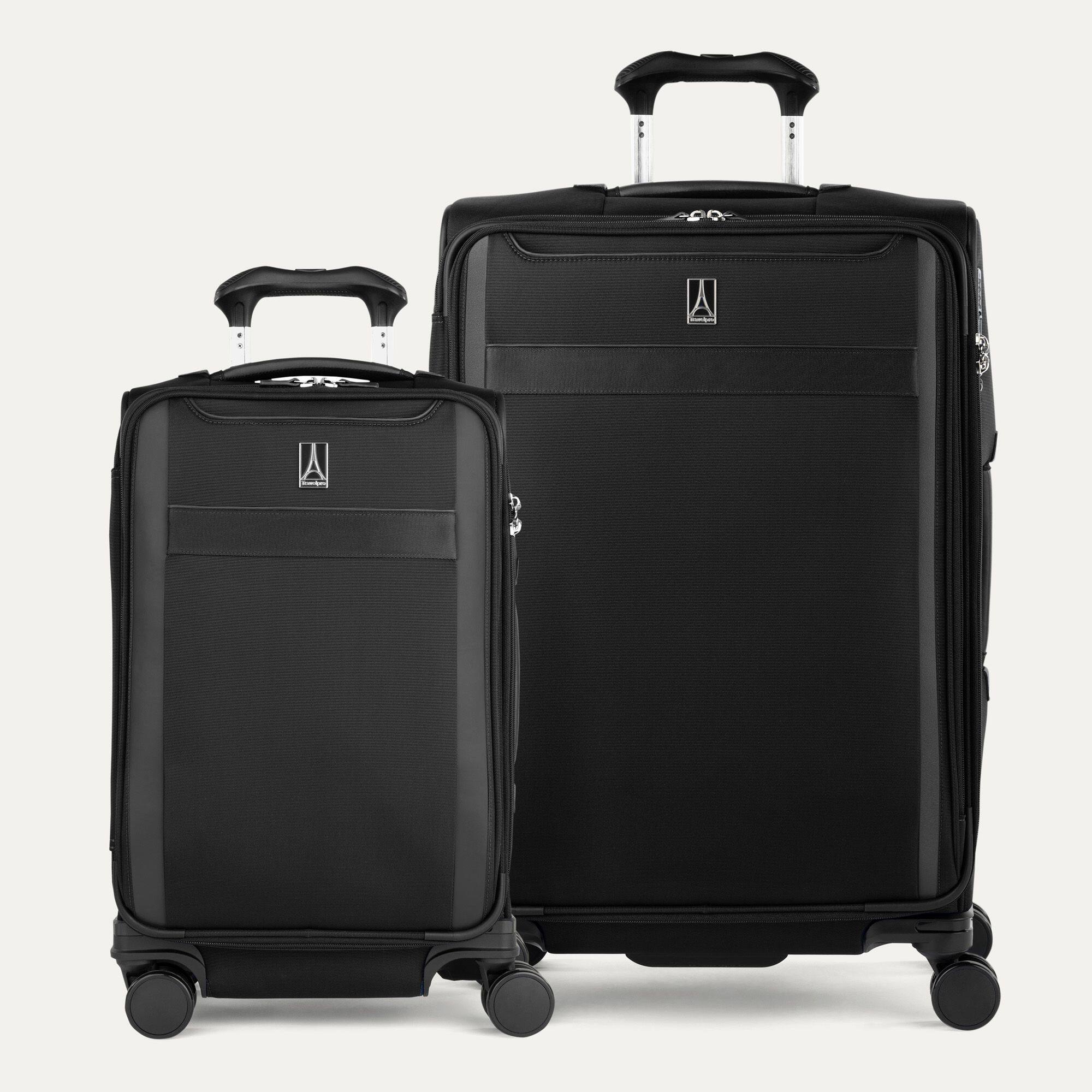 Front. Travelpro - Travelpro Versapack + Softside Carry-On & Medium Spinner Luggage Set - Black.