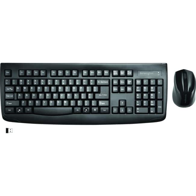 Kensington - Pro Fit Wireless Desktop Set - Black - USB Wireless RF 2.40 GHz Keyboard - English - Black - USB Wireless RF - Unknown