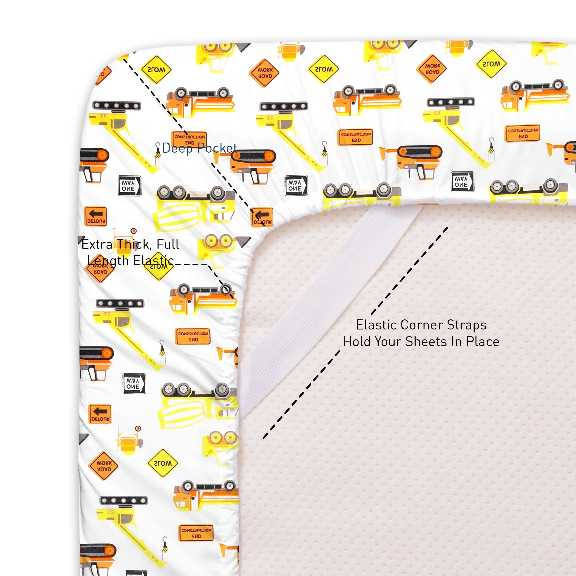 - Deep Pocket
- Extra Thick, Full Length Elastic
- Elastic Corner Straps Hold Your Sheets In Place