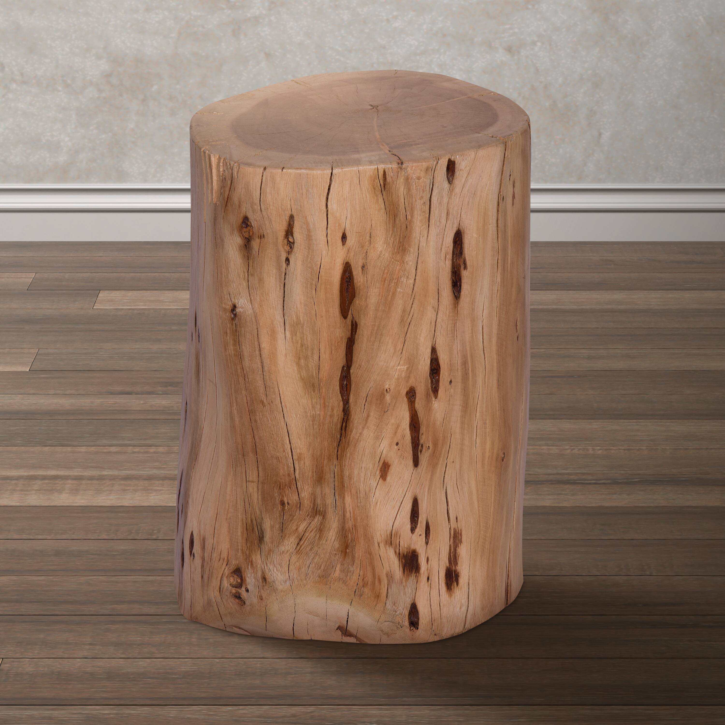 Alt View 9. Manhattan Lane - 17 Inch Accent Stump Stool End Table, Live Edge Acacia Wood Log with Grain and Knot Details - Brown.