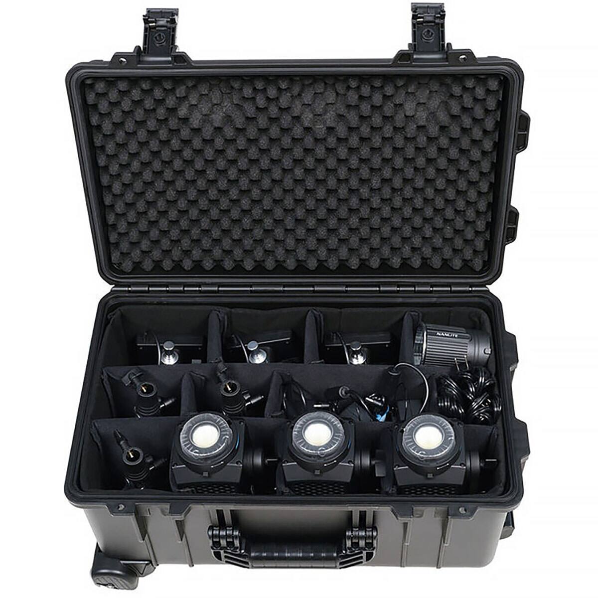 Alt View 3. NANLITE - Nanlite Forza 60CR 88W RGBLAC LED 3-Spotlight Kit with CRMX, Battery Grip, Bowens-Mount Adapter and Rolling Hard Case.