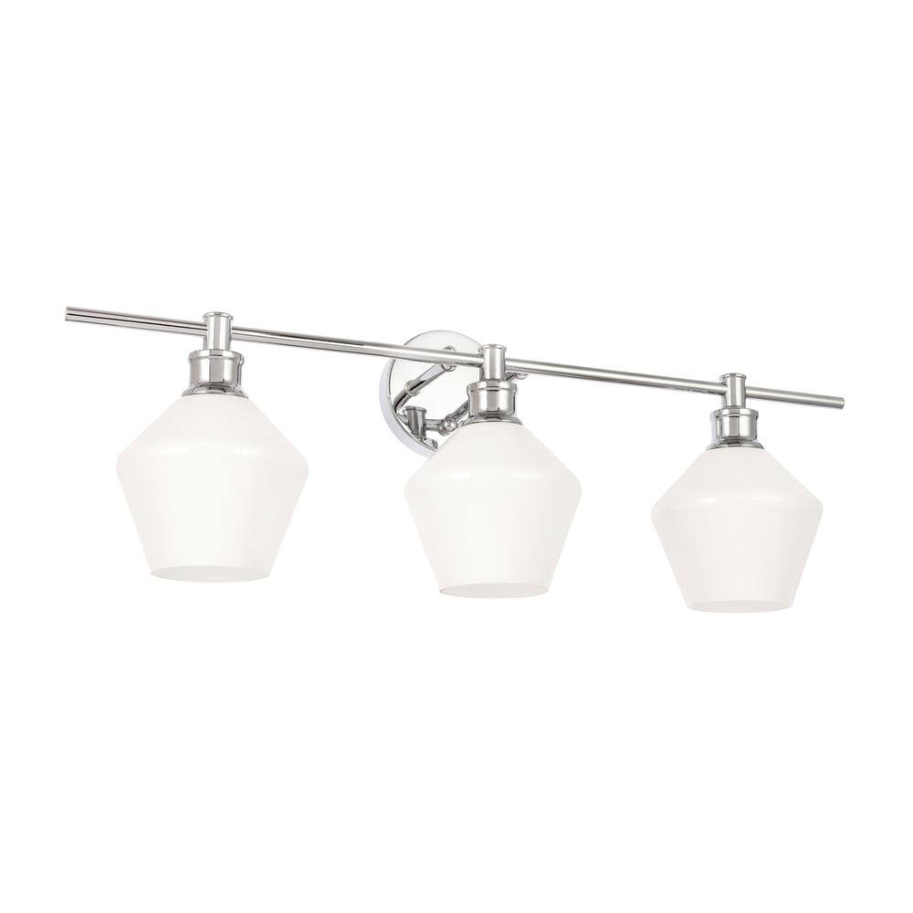 Left. Living District - Gene 3 light Chrome and Frosted white glass Wall sconce - Chrome And Frosted White Glass.