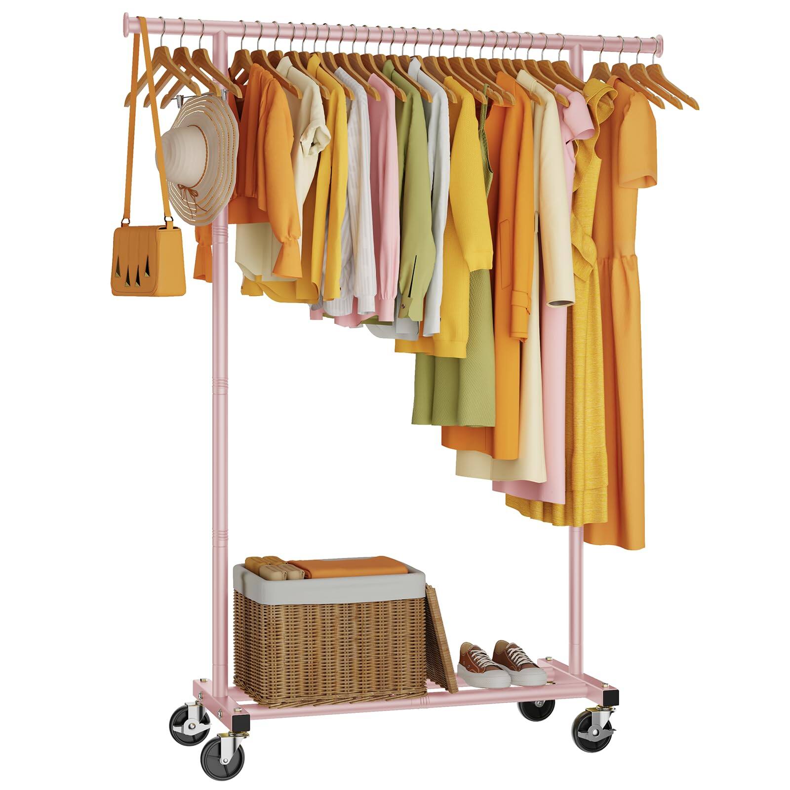 Front. Hirose Alice - Clothes Rack Clothing Rack for Hanging Clothes Rolling Garment Rack Sturdy Coat Rack Portable Wardrobe Rack... - Pink.