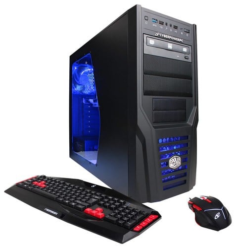 Front. CyberPowerPC - Gamer Xtreme Desktop - Intel Core i5 - 8GB Memory - 1TB Hard Drive - Black/Blue.