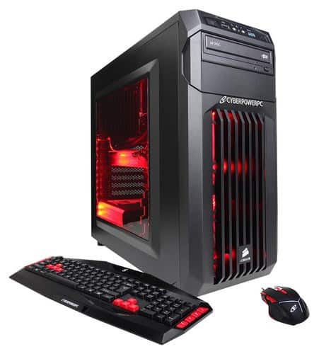 Front. CyberPowerPC - Gamer Xtreme Desktop - Intel Core i7 - 8GB Memory - 1TB Hard Drive + 120GB Solid State Drive - Black/Red.