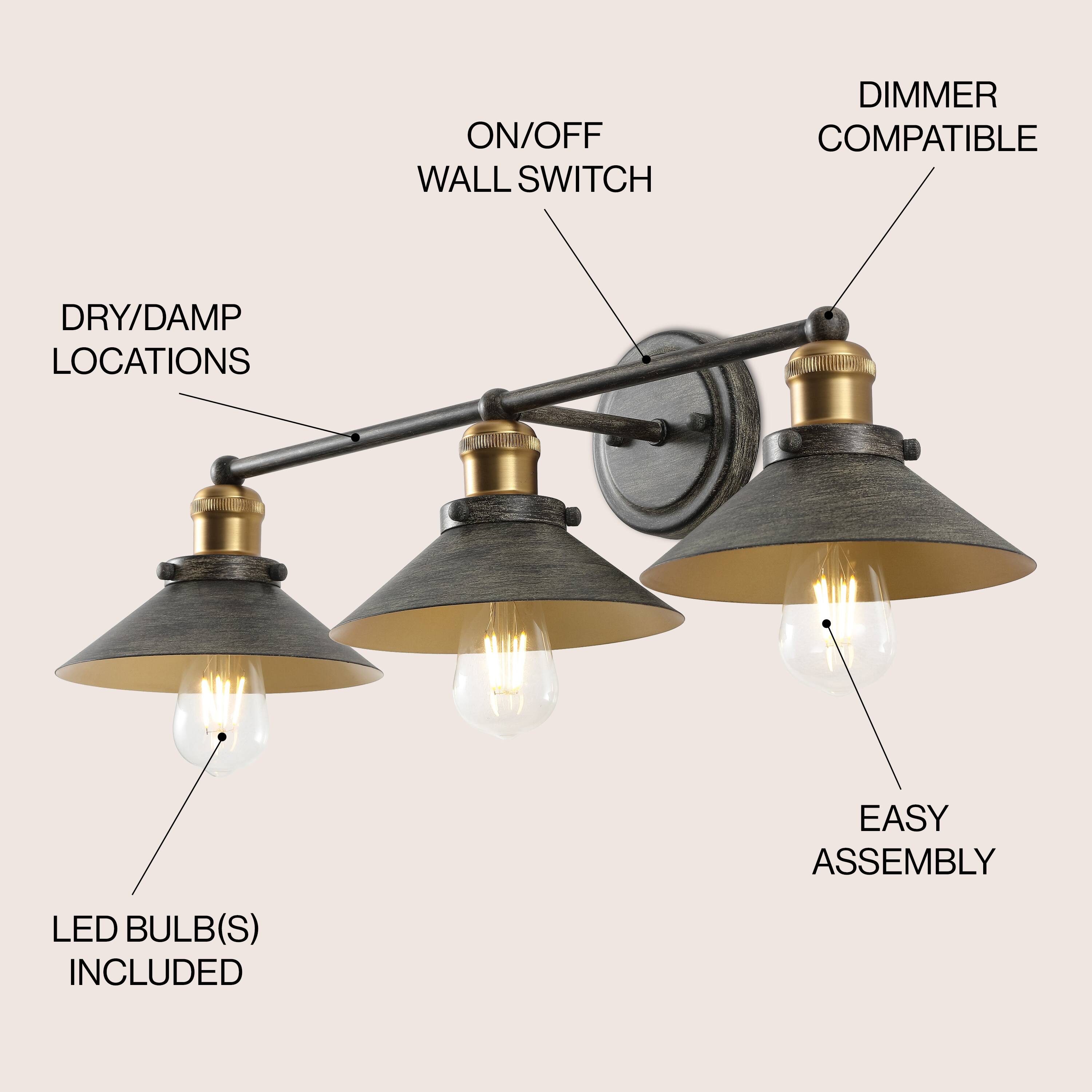 ON/OFF WALL SWITCH  
DIMMER COMPATIBLE  
DRY/DAMP LOCATIONS  
EASY ASSEMBLY  
LED BULB(S) INCLUDED