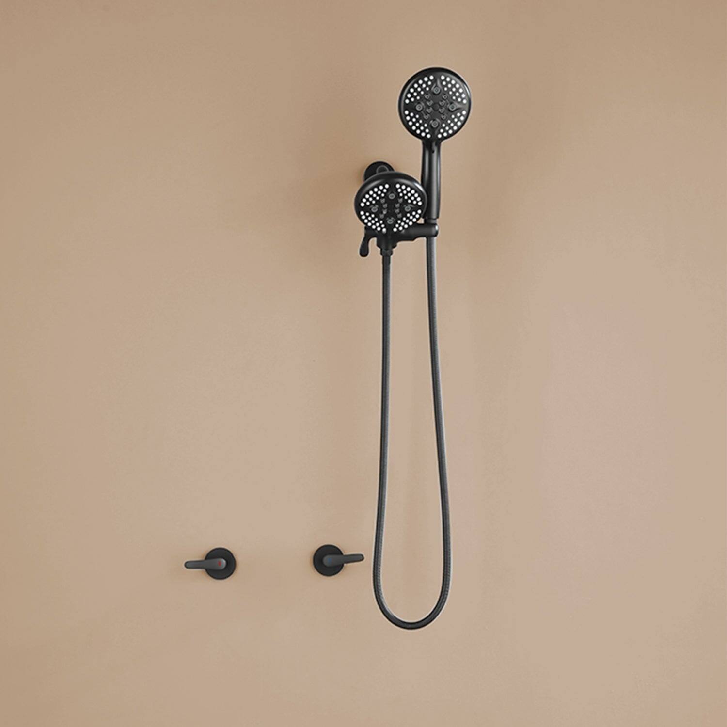 Alt View 5. Boyel Living - Matte Black Shower Set with Dual Handles and 5 Function ABS Dual Shower Heads - Matte Black.