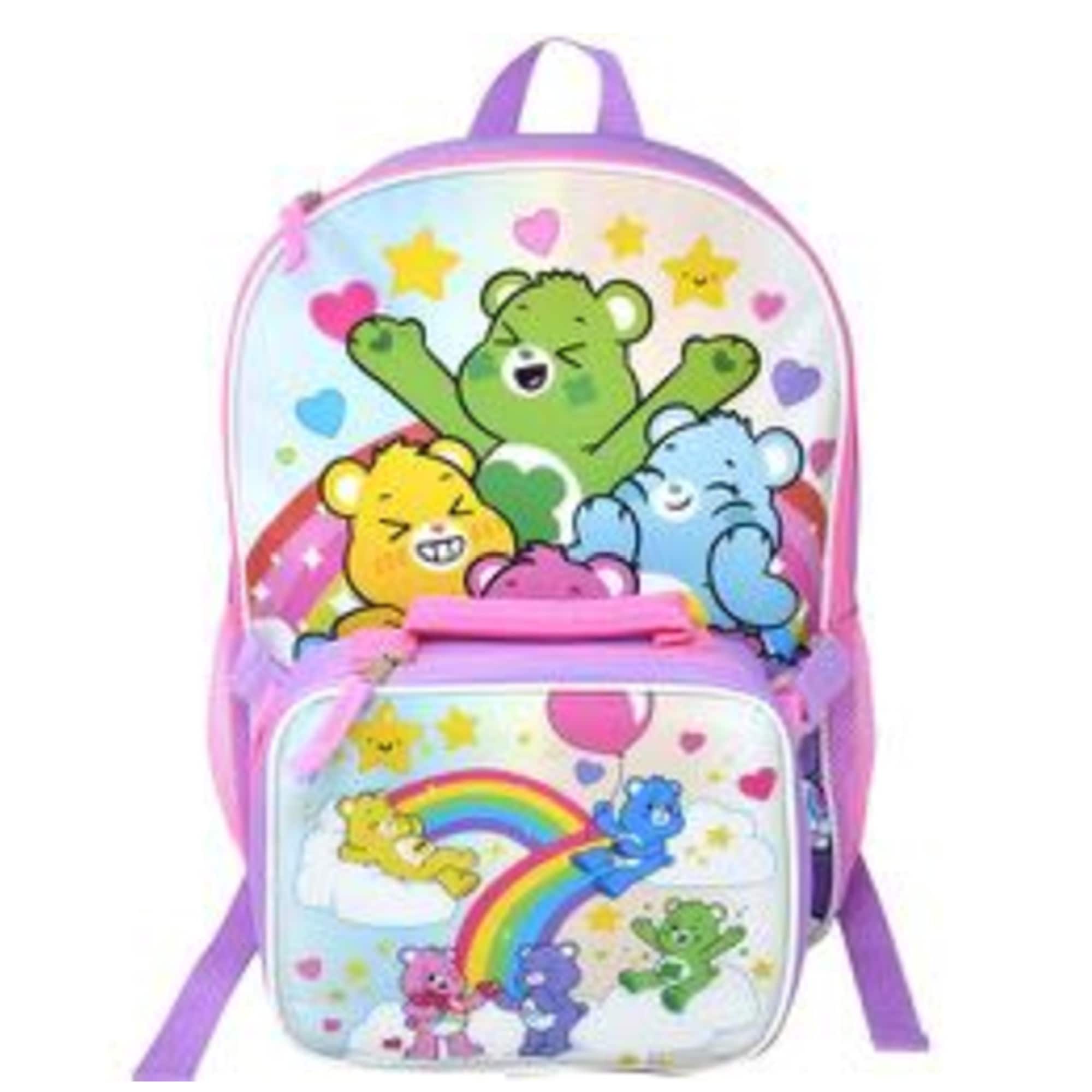 Care Bears - Girls Care Bear 16" Backpack for School with Rectangular Lunch Bag, for Kids - Assorted Pre-Pack