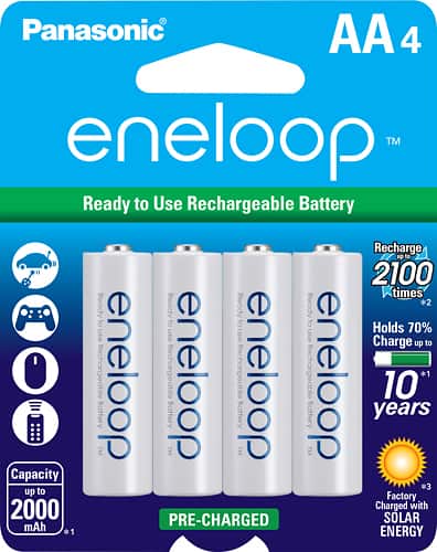 Panasonic - eneloop Rechargeable AA Batteries (4-Pack) - Larger Front