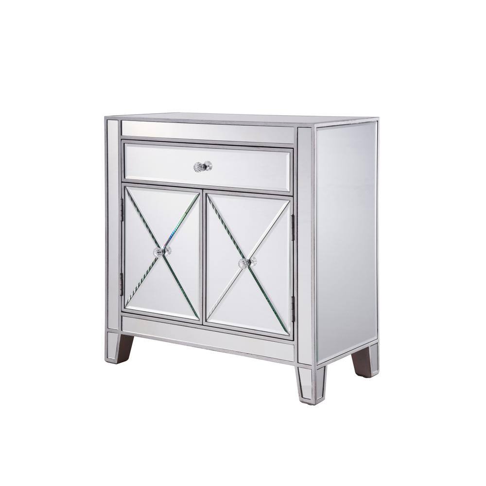 Alt View 3. Elegant Decor - 1 Drawer 2 Doors Cabinet 28 in. x 13-1/4 in. x 28-1/4 in. in silver paint - Silver.