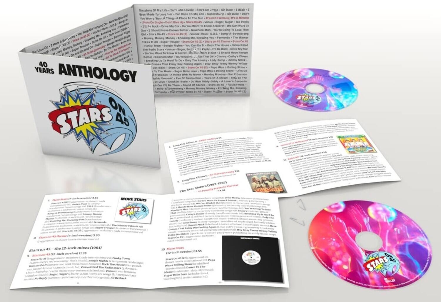 Sure, here is the corrected and grouped text from the image:

---

**40 YEARS ANTHOLOGY ON STARS 45**

**Sunshine My Life**  
- Sunshine My Life (1979) - Stars on 45

**Levely Stors On Znole Duke**  
- Levely Stors On Znole Duke (1979) - Stars on 45

**Wish Wee Mode Love Ser For Once My Life Superstrinn Duke**  
- Wish Wee Mode Love Ser For Once My Life Superstrinn Duke (1979) - Stars on 45

**Don't Yau Worry Bous Thing Place The Sun I Wondar Dr'W Mirocle Shore Jingle**  
- Don't You Worry Bout A Thing Place The Sun I Wonder Dr'W Miracle Shore Jingle (1979) - Stars on 45

**Don't Give up Stors Venus Suger Sugar Rephy SOS**  
- Don't Give Up (1979) - Stars on 45  
- Venus (1979) - Stars on 45  
- Sugar (1979) - Stars on