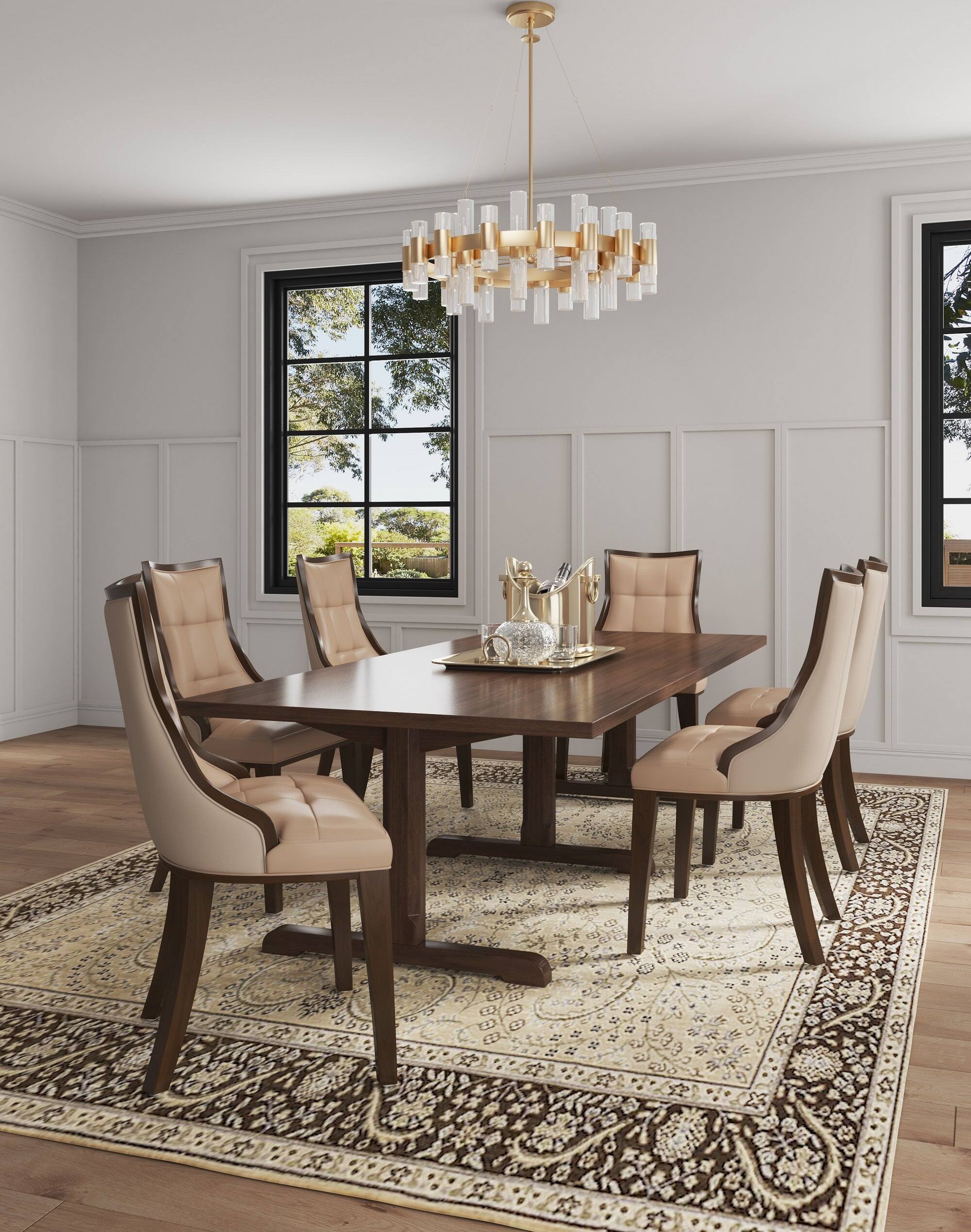 Angle. Manhattan Comfort - Fifth Avenue Traditional Wood Upholstered Dining Chair - Set of 4 - Tan.