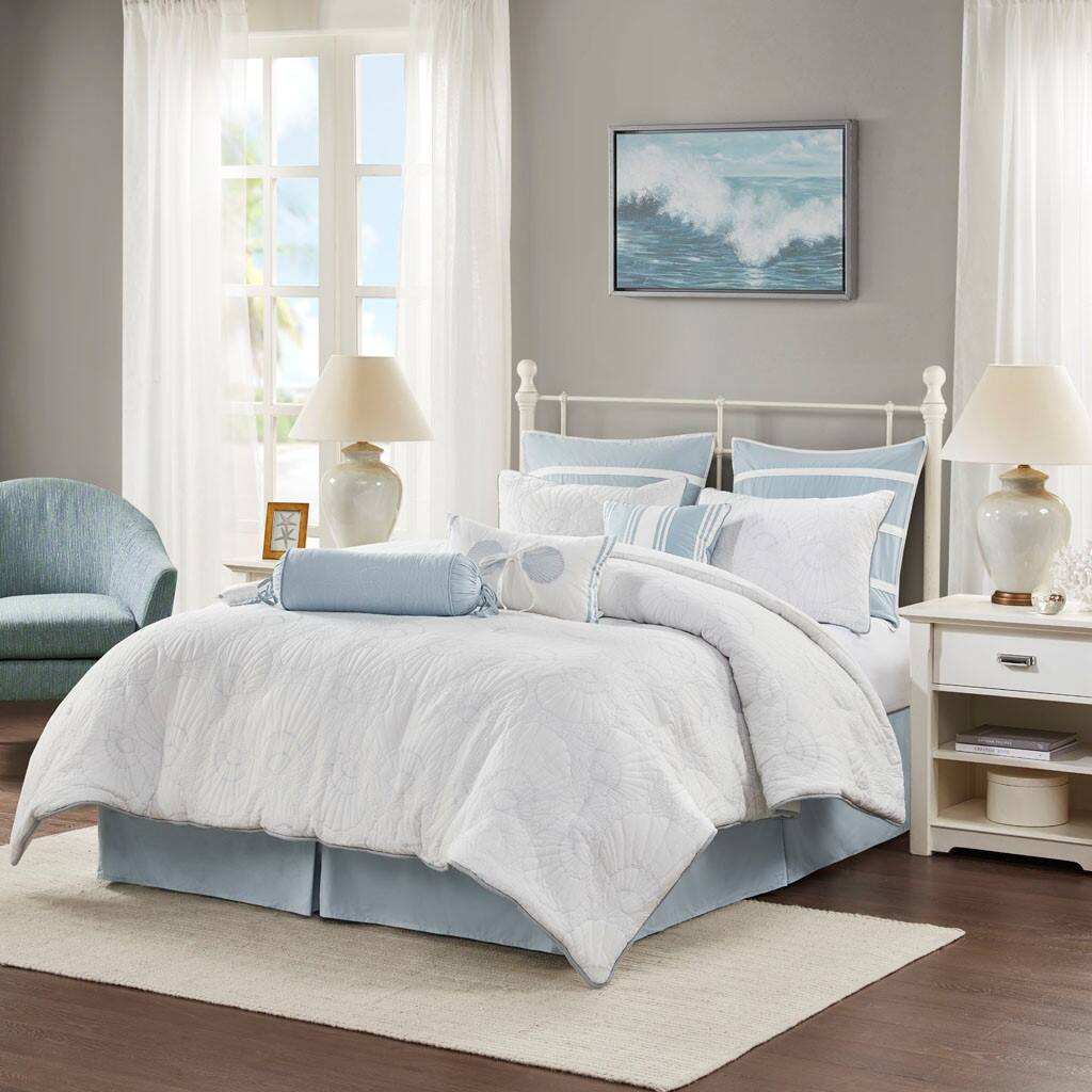 Alt View 4. Gracie Mills - Gracie Mills Ramos 4-Piece Comforter Set with Sea Shell Motif - White.