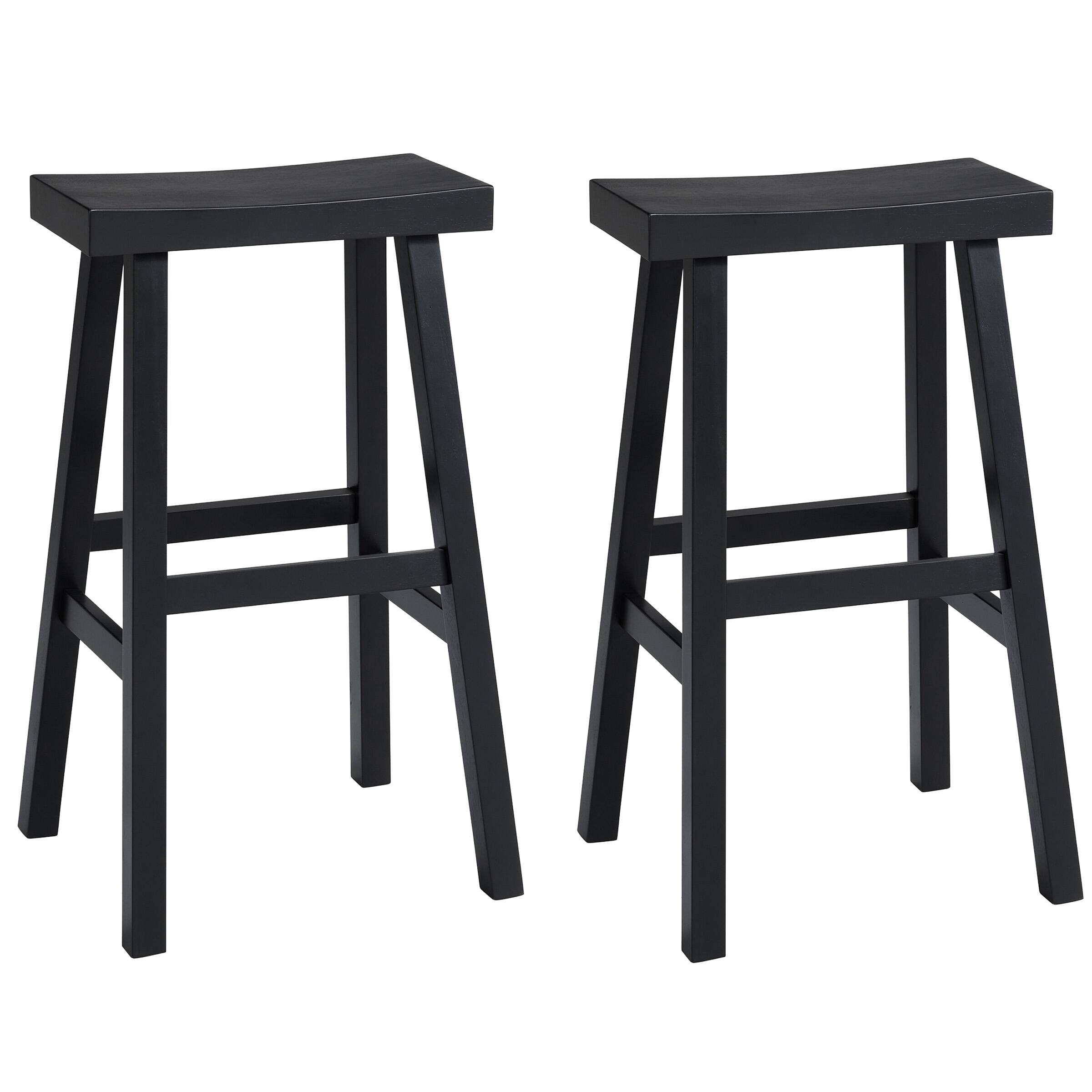 Front. Alaterre Furniture - Bar Stools Set of 2 31-Inch Tall Counter Height Bar Stools with Backless Saddle Seat and Footrests, Black - Black.