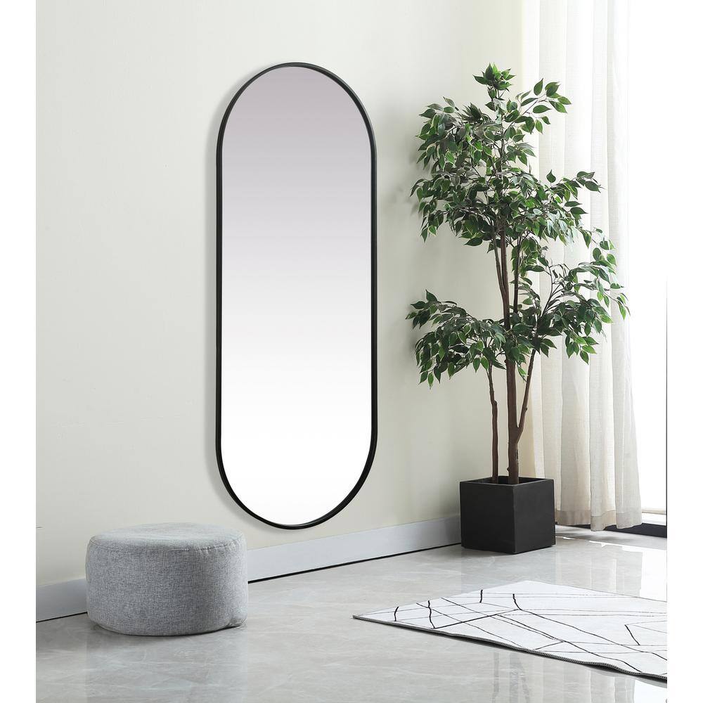 Alt View 6. Elegant Decor - Metal Frame Oval Mirror 24x60 Inch in Black - Black.