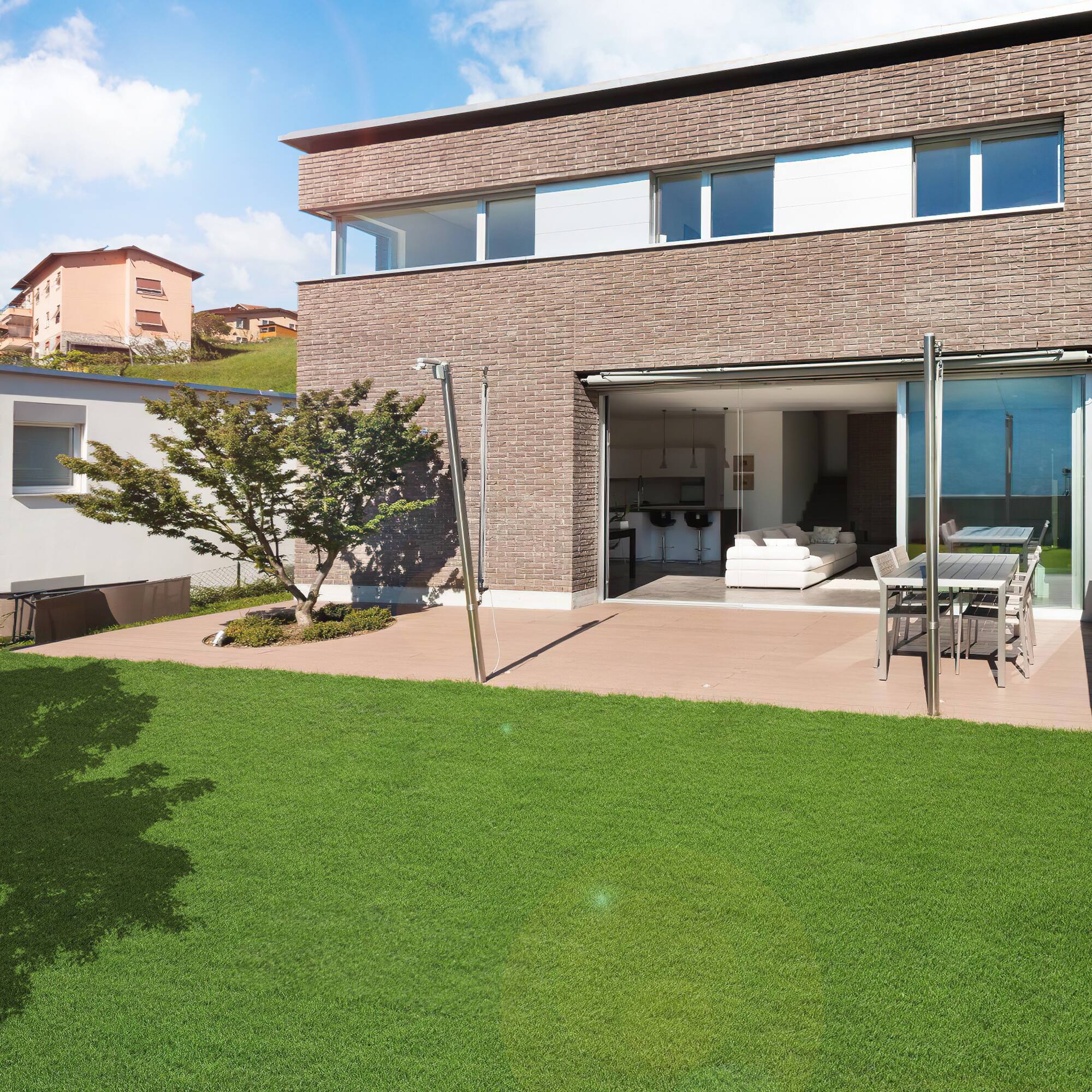 Front. Famapy - Artificial Grass Rug 10x6.5ft Fake Turf Lawn Carpet with 1" Pile Height for Indoor Outdoor Balcony Patio Garden Pets - Green.