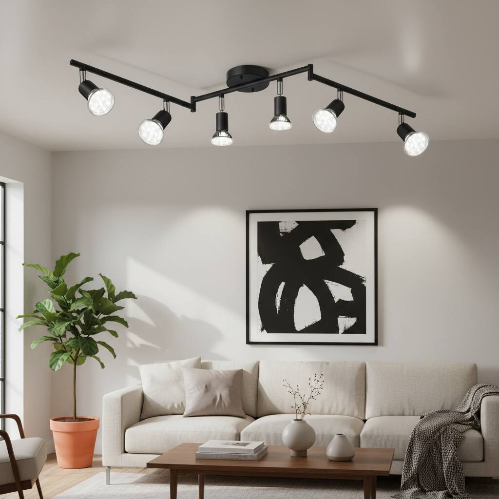 Alt View 1. Dazzed Corner - 6-Light LED Track Lighting Kit, Adjustable Heads - Black.