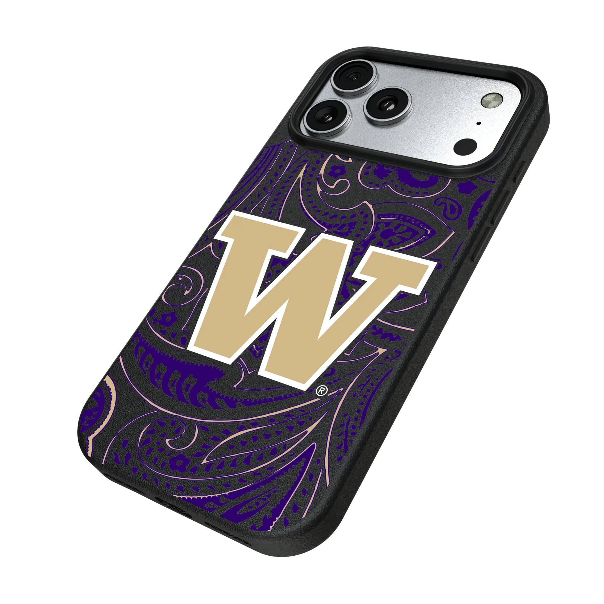 Alt View 1. Keyscaper - Washington Huskies Paisley iPhone Magnetic Bump Case - 15 - Black.