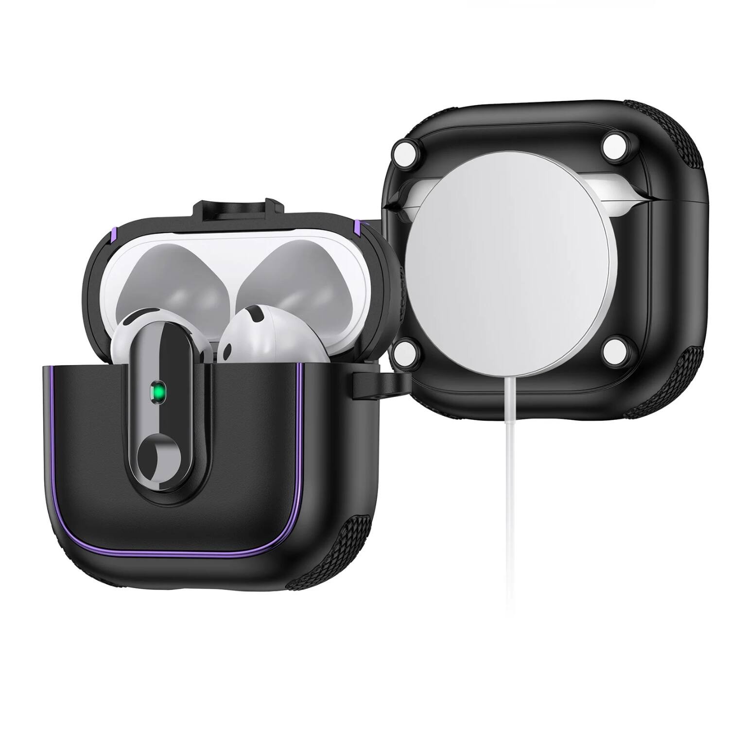 Angle. Stock Preferred - Magnetic Rugged Case for AirPods Pro 2nd Gen Black - Black.
