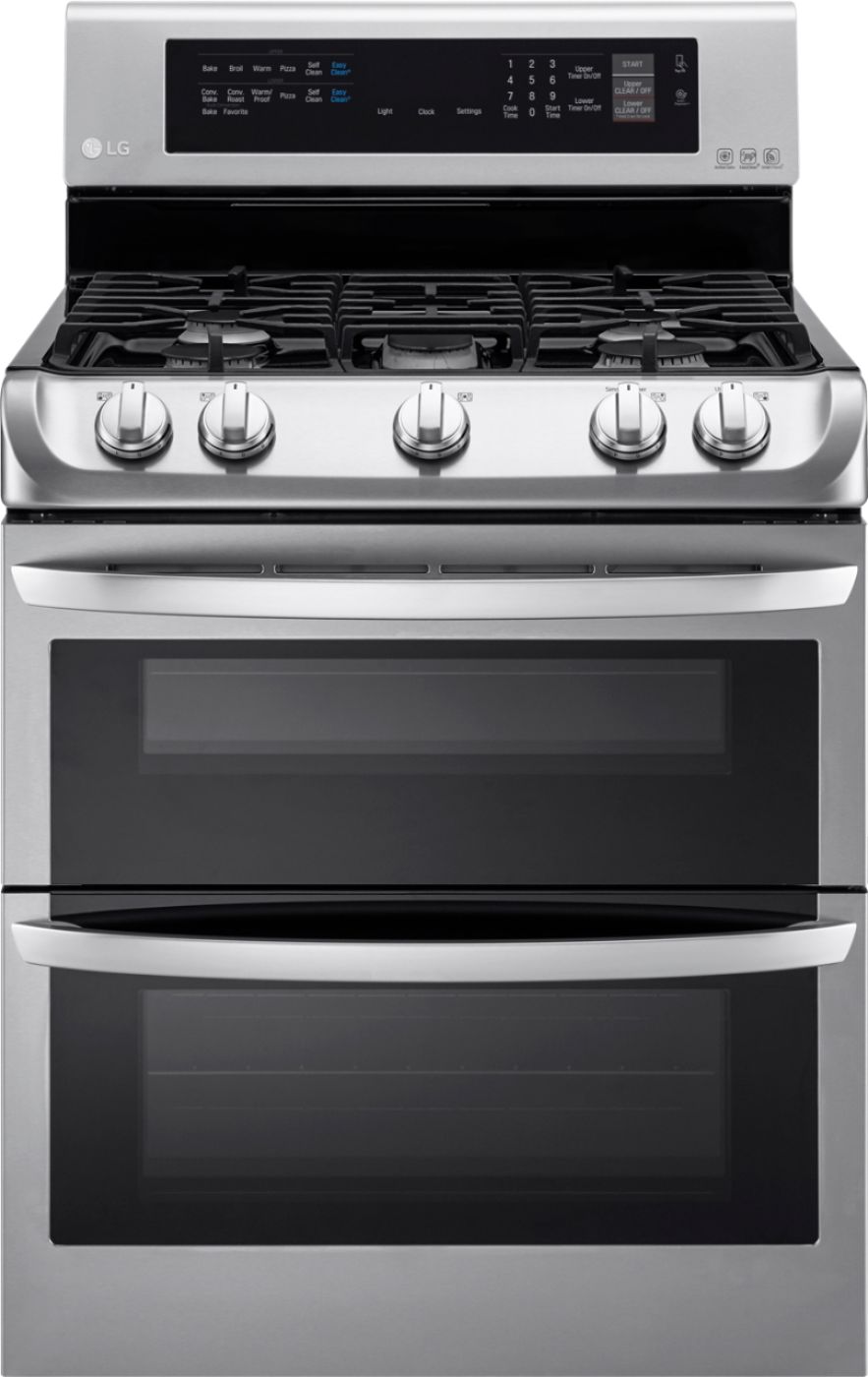 LG – 6.9 Cu. Ft. Self-Cleaning Freestanding Double Oven Gas Range with ProBake Convection – Stainless steel