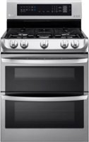 LG - 6.9 Cu. Ft. Freestanding Double Oven Gas True Convection Range with EasyClean and UntraHeat Power Burner - Stainless Steel - Front_Zoom