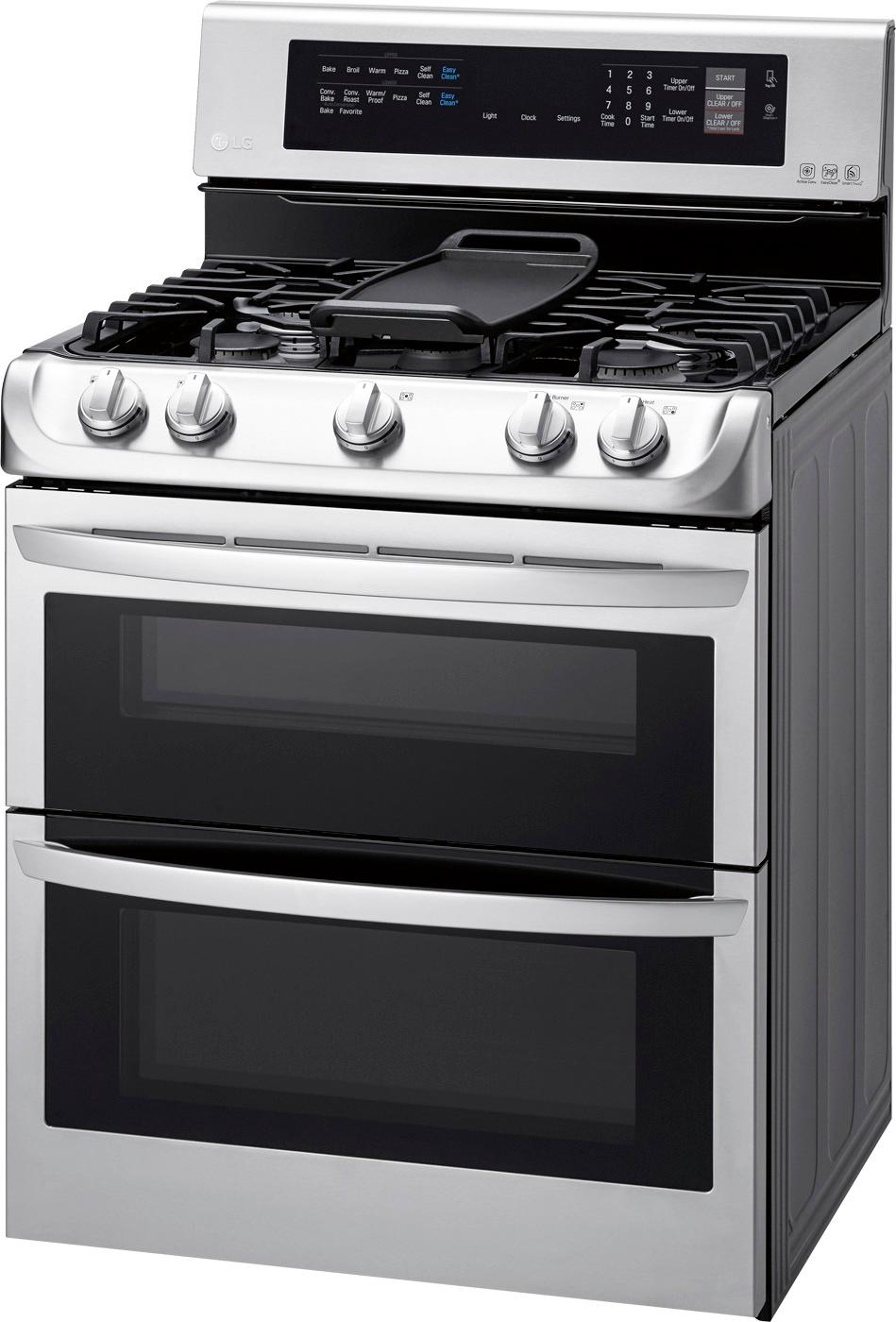LG LDG4315ST: 6.9 cu. ft. Gas Double Oven Range with ProBake Convection®,  EasyClean® and Gliding Rack
