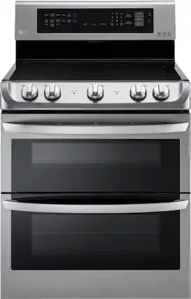 Front. LG - 7.3 Cu. Ft. Freestanding Double Oven Electric Range with EasyClean and ProBake Convection - Stainless steel.