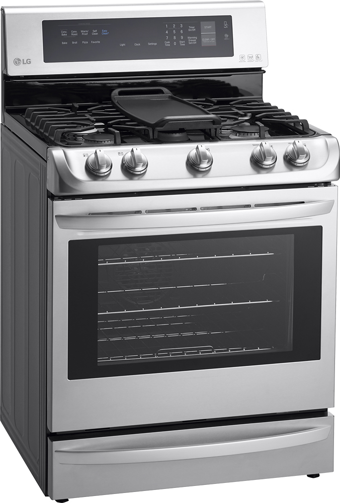 Angle View: LG - 6.3 Cu. Ft. Self-Cleaning Freestanding Gas Range with ProBake Convection