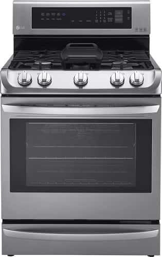 LG - 6.3 Cu. Ft. Self-Cleaning Freestanding Gas Convection Range with ProBake Convection - Stainless Steel - Larger Front
