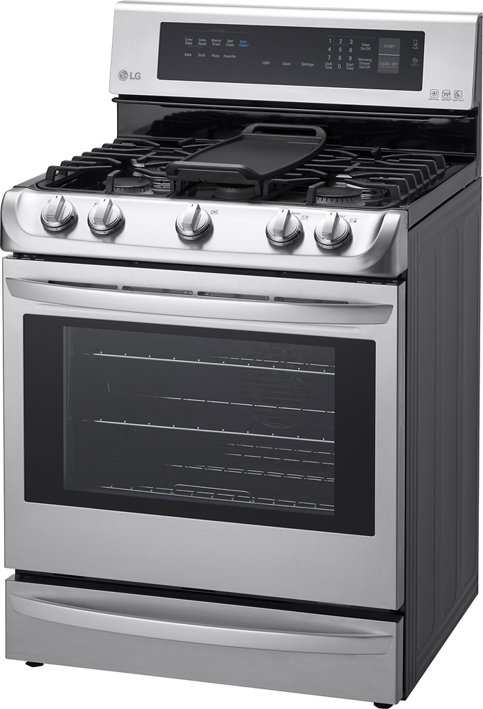 Left View: LG - 6.3 Cu. Ft. Self-Cleaning Freestanding Gas Range with ProBake Convection