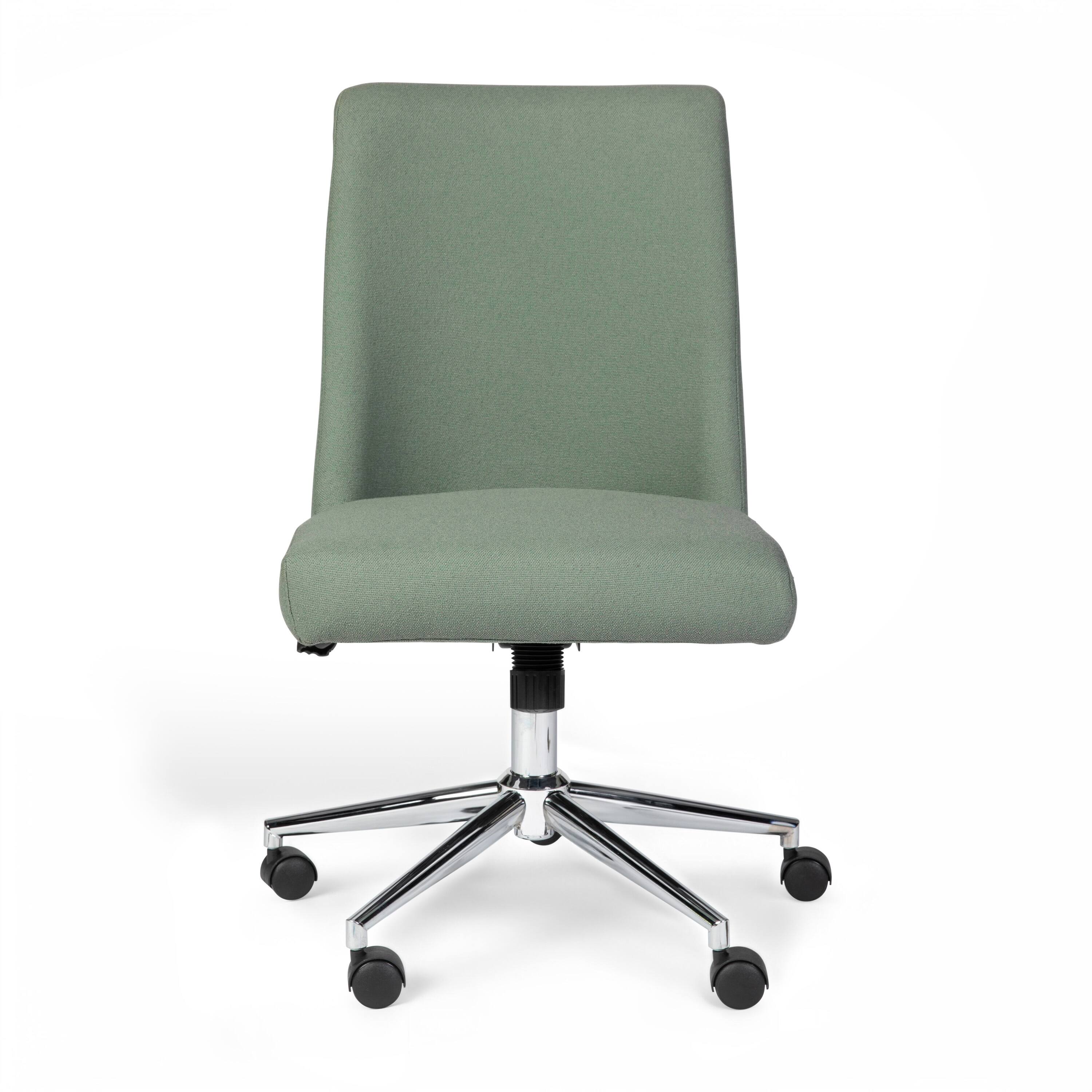 Alt View 10. Martha Stewart - Maeve Upholstered Height Adjustable Swivel Home Office Chair - Sage Fabric/Polished Nickel Frame.