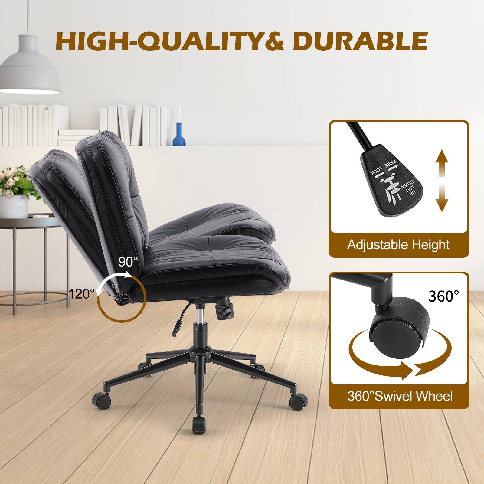 HIGH-QUALITY & DURABLE

Adjustable Height

360° Swivel Wheel
