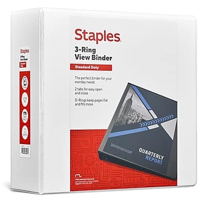 "Staples - 4"" 3-Ring View Binder, D-Ring - White" price history on PriceWatchPro