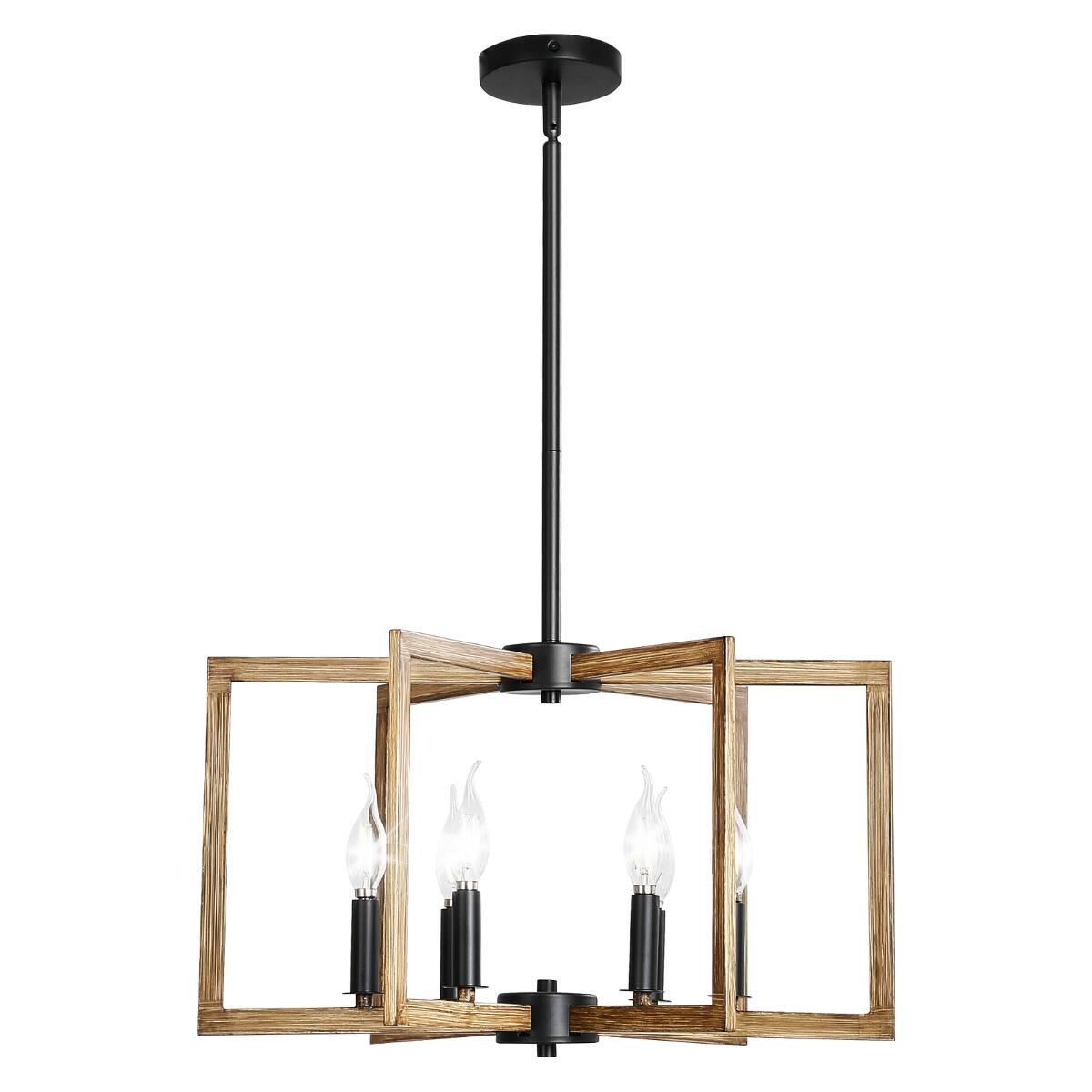 Alt View 8. Loheer - Loheer 6-Light Chandelier, Black Metal Farmhouse Dining Room Hanging Light with Adjustable Height.