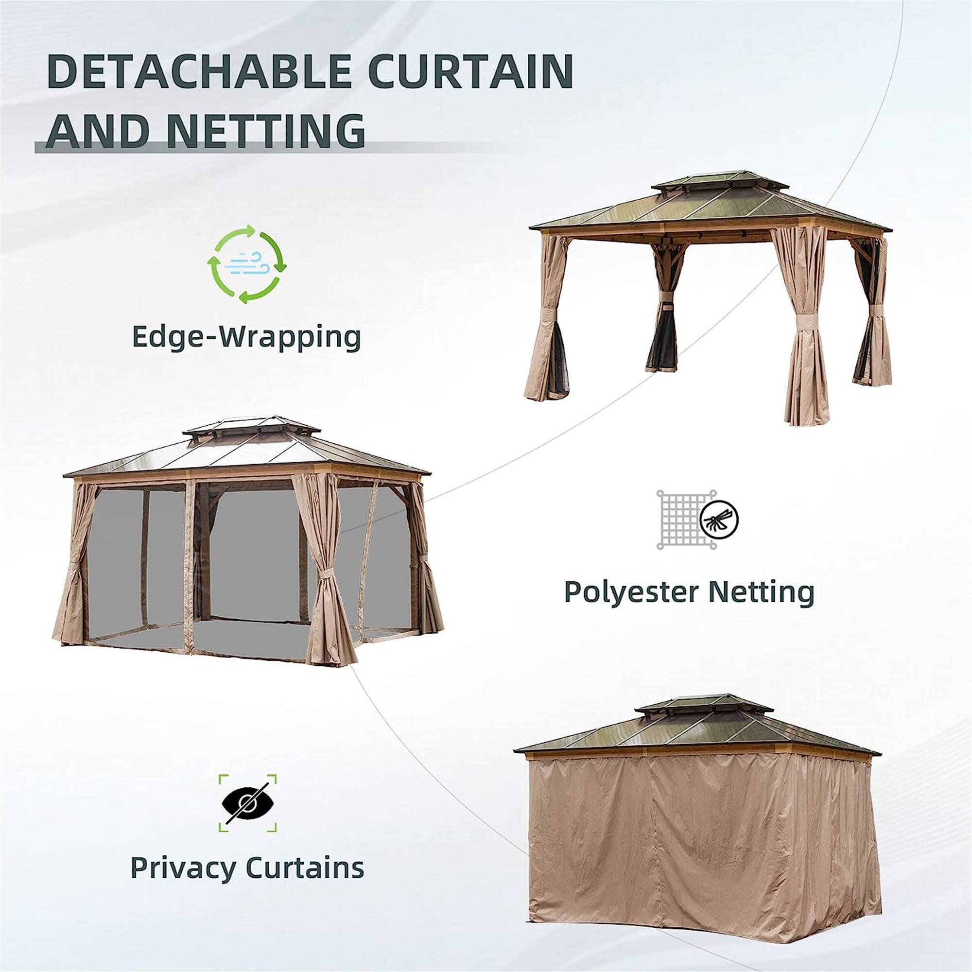 DETACHABLE CURTAIN AND NETTING

Edge-Wrapping

Polyester Netting

Privacy Curtains