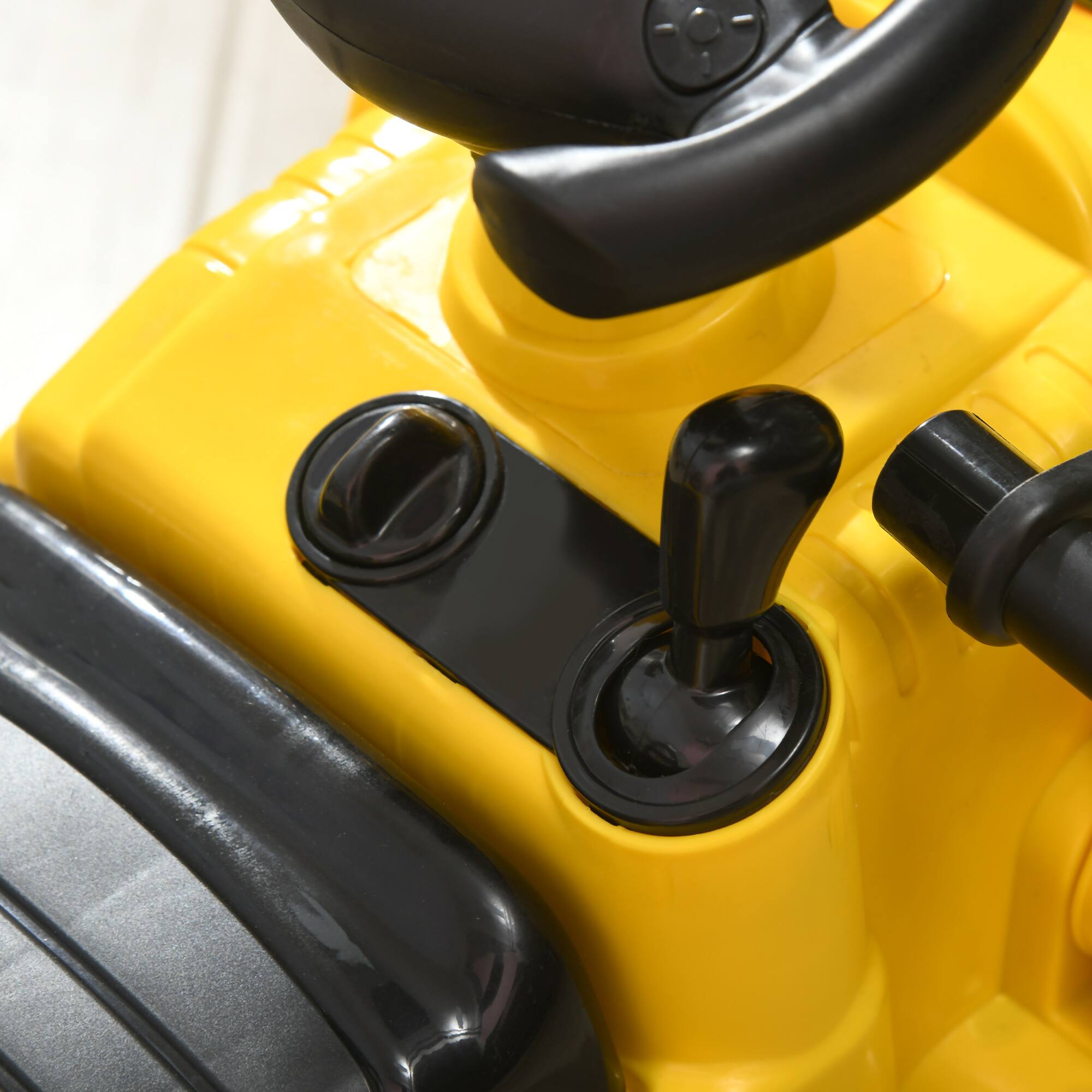 Alt View 5. Homcom - Ride On Excavator Pull Cart, Kids Bulldozer Truck with Horn, Under Seat Storage, Sit & Scoot, Pretend Play.