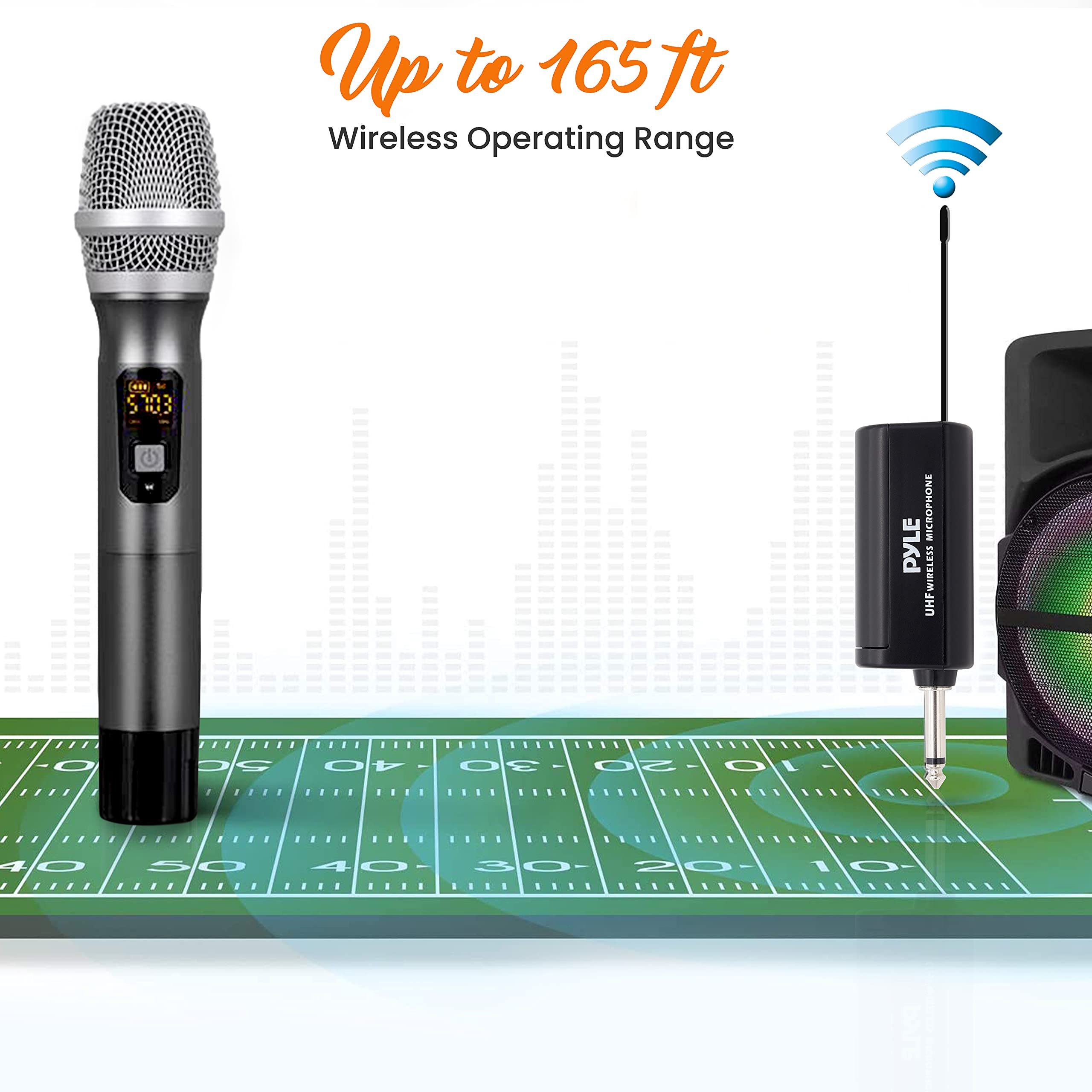 Up to 165 ft  
Wireless Operating Range  

PYLE  
UHF WIRELESS MICROPHONE