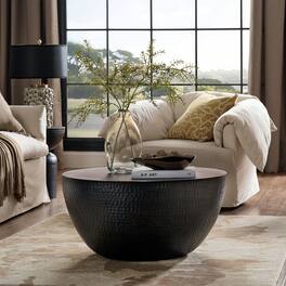 Mella 32 Inch Metal Hammered Coffee Table by Modway - Black