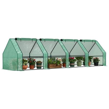 Front. PULUZ - Portable Mini Greenhouse, Outdoor Garden with Large Zipper Doors and Water/UV PE Cover, 12' x 3' x 3' - Green.