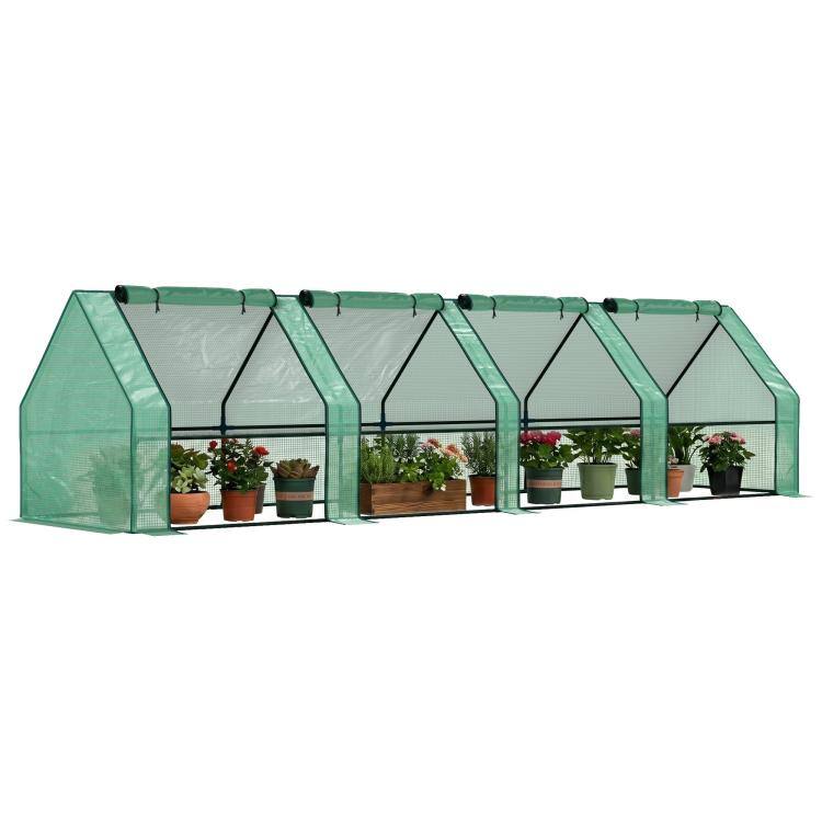Front. PULUZ - Portable Mini Greenhouse, Outdoor Garden with Large Zipper Doors and Water/UV PE Cover, 12' x 3' x 3' - Green.