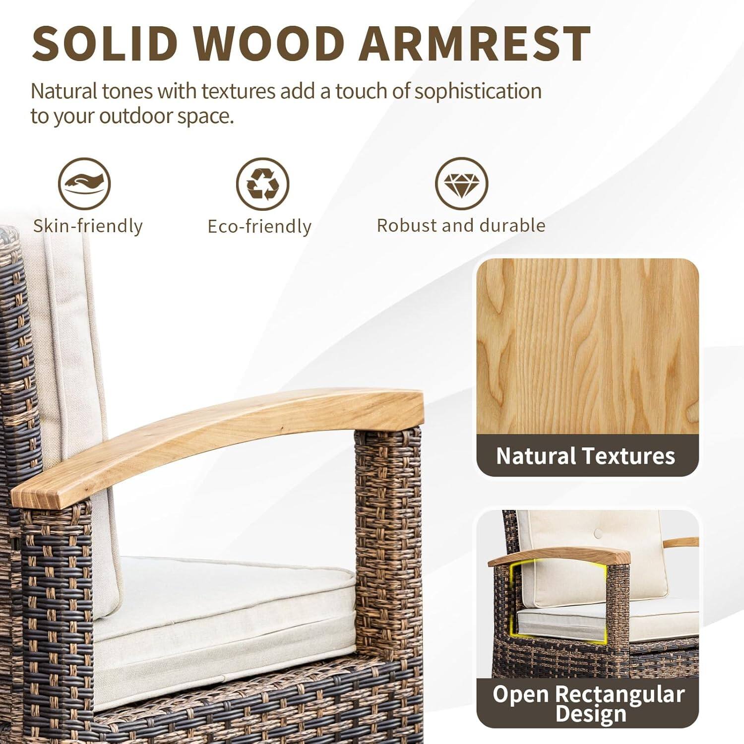 SOLID WOOD ARMREST

Natural tones with textures add a touch of sophistication to your outdoor space.

- Skin-friendly
- Eco-friendly
- Robust and durable

Natural Textures

Open Rectangular Design