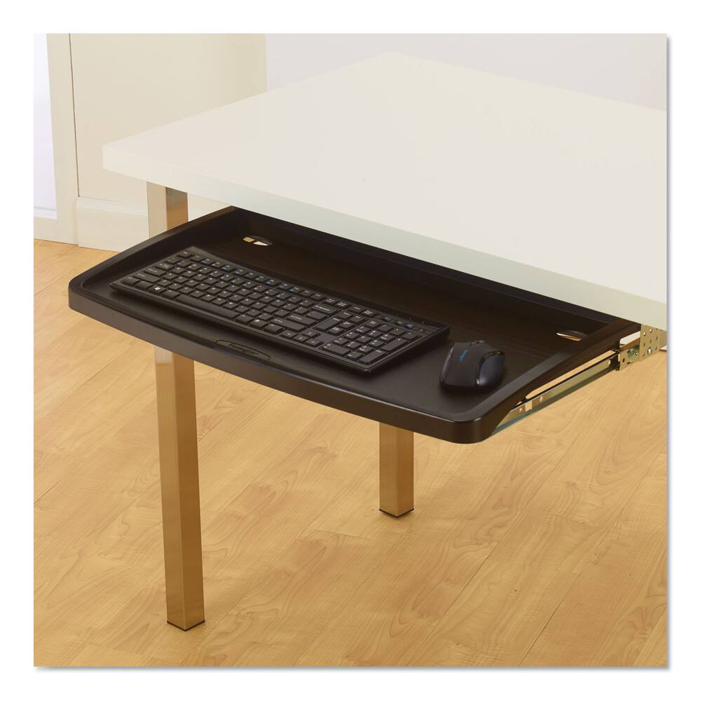 Left. Kensington - K60004US 26 in. x 13.25 in. Comfort Keyboard Drawer with SmartFit System - Black.