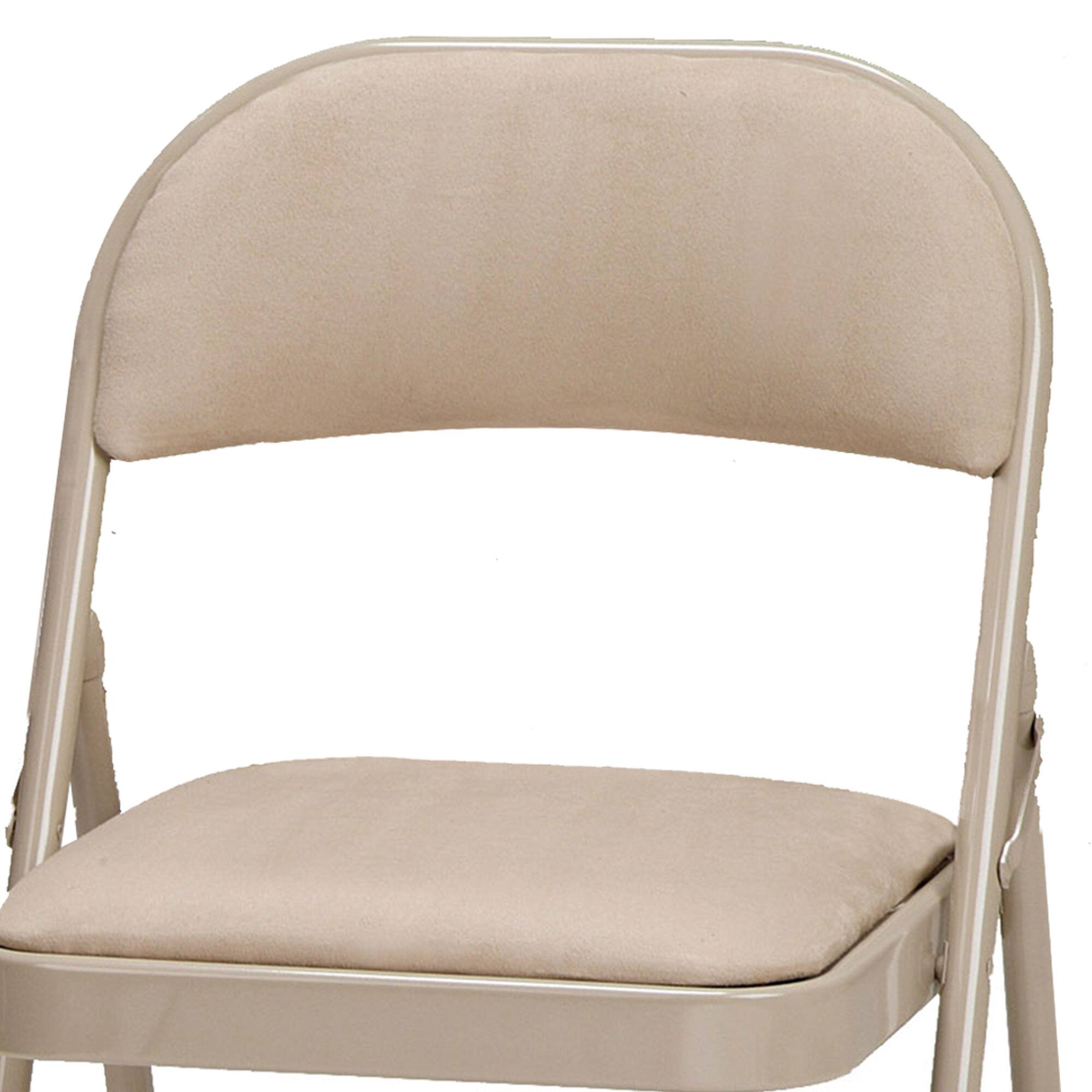 Alt View 4. MECO - MECO Sudden Comfort Deluxe Sand Fabric Padded Folding Chair, Buff (Set of 4) - Buff.