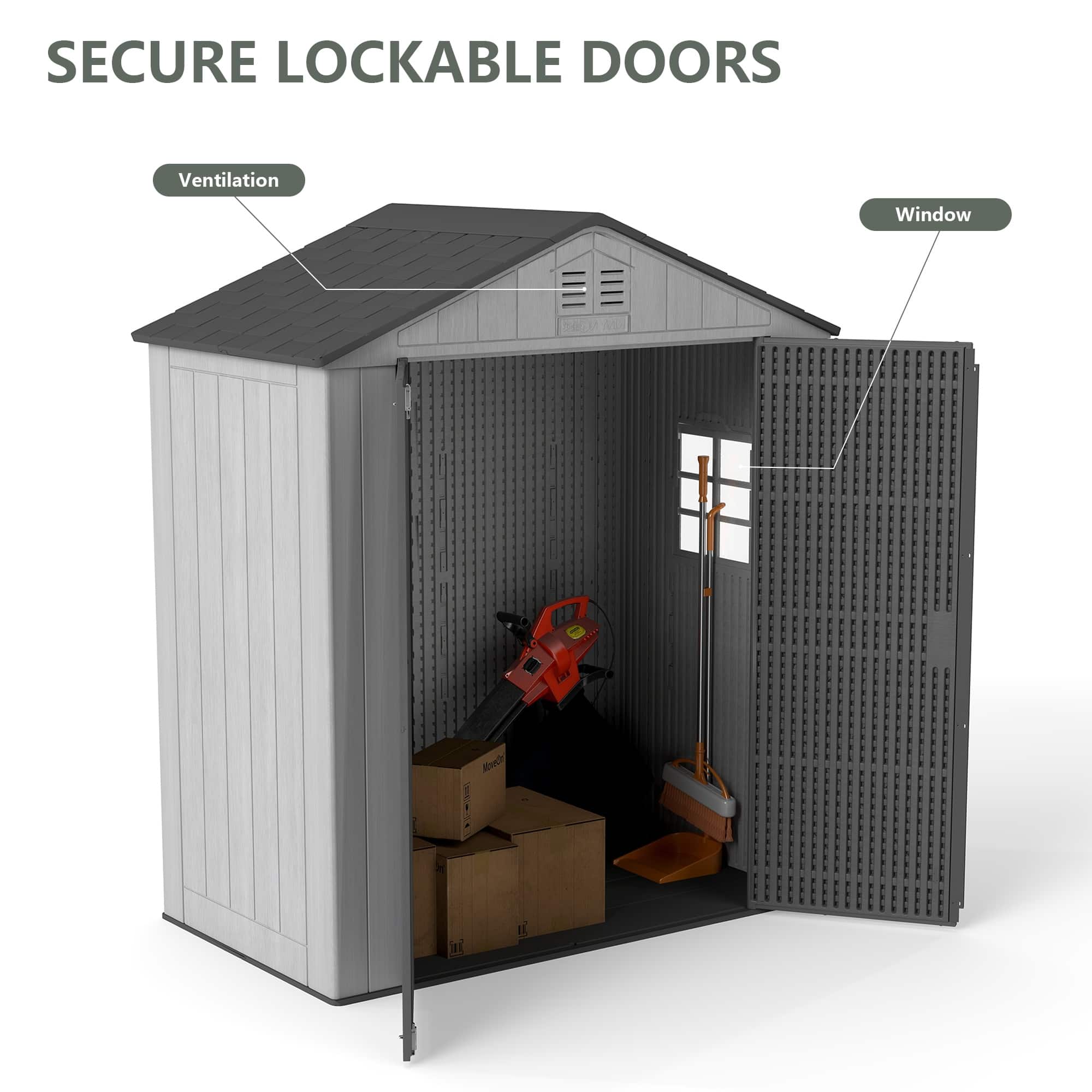 SECURE LOCKABLE DOORS

Ventilation

Window