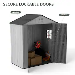 Yardgrace - 20 sq 6x4 ft. Outdoor Resin Storage Shed, Weatherproof Durable Tool Shed, Lockable with Floor and Window - Gray