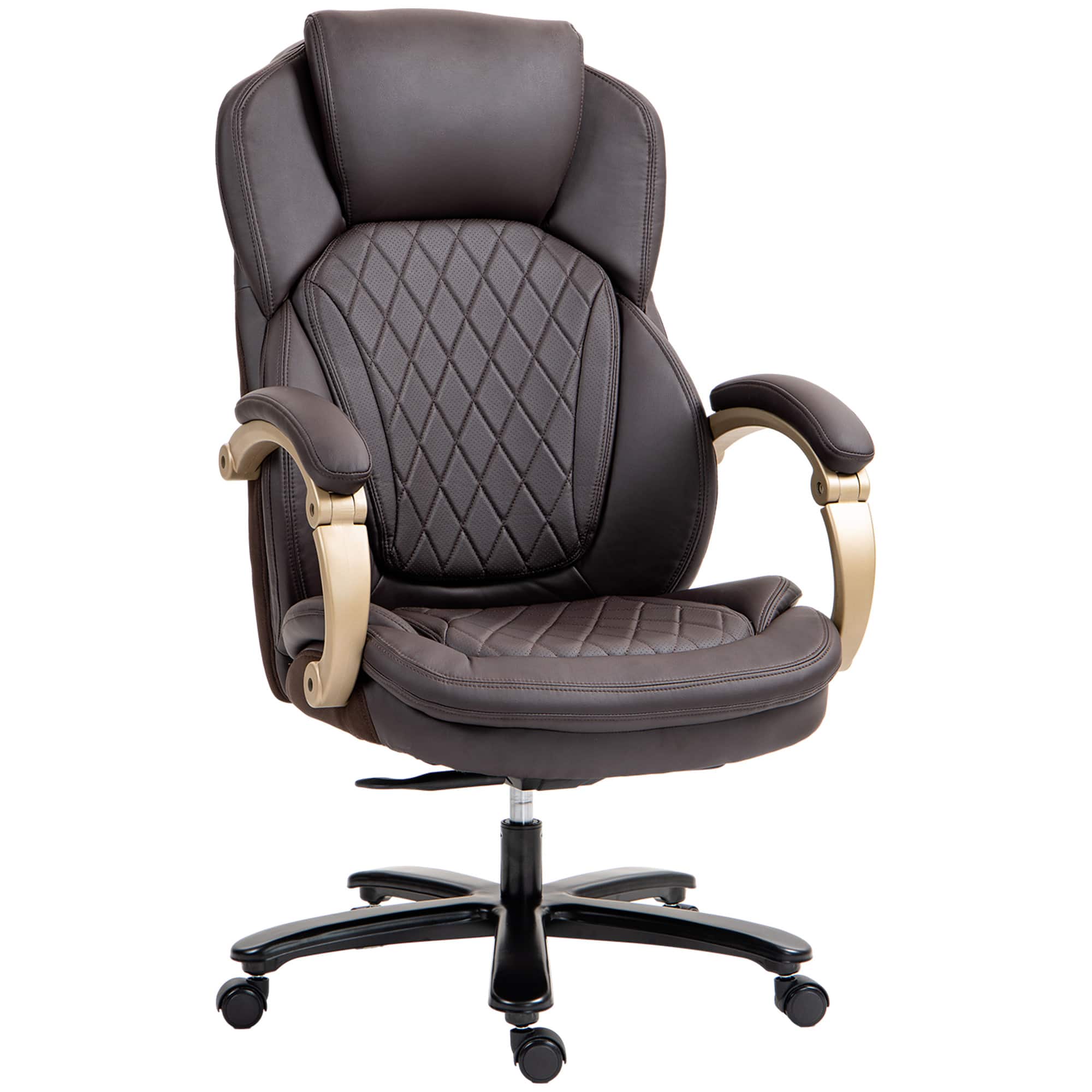 Vinsetto - Big and Tall Executive Office Chair with Wide Seat, Computer Desk Chair with High Back Diamond Stitching - Brown
