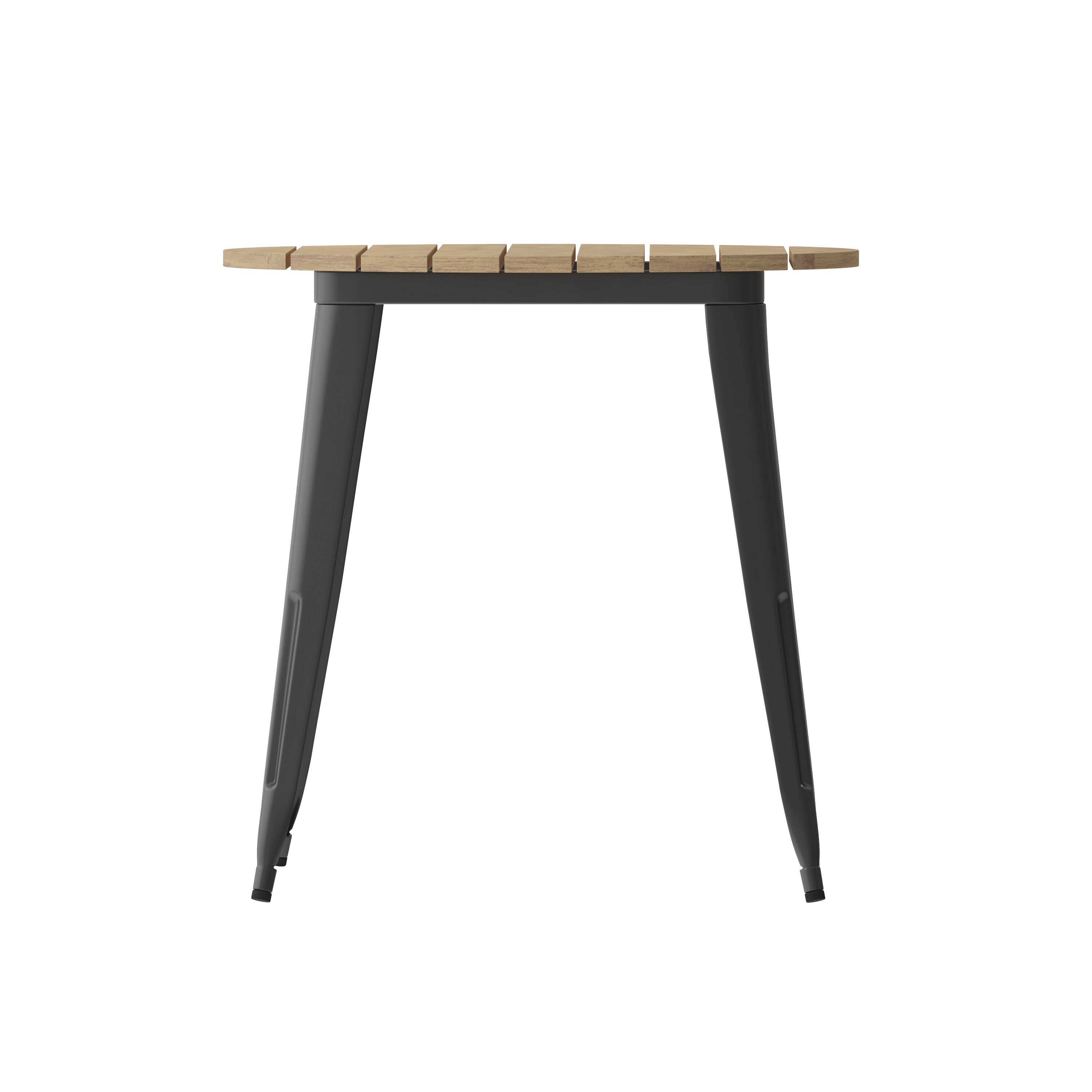 Alt View 7. Emma + Oliver - Drew Indoor/Outdoor Dining Table, 30" Round All Weather Poly Resin Top with Steel Base - Brown Top/Black Frame.