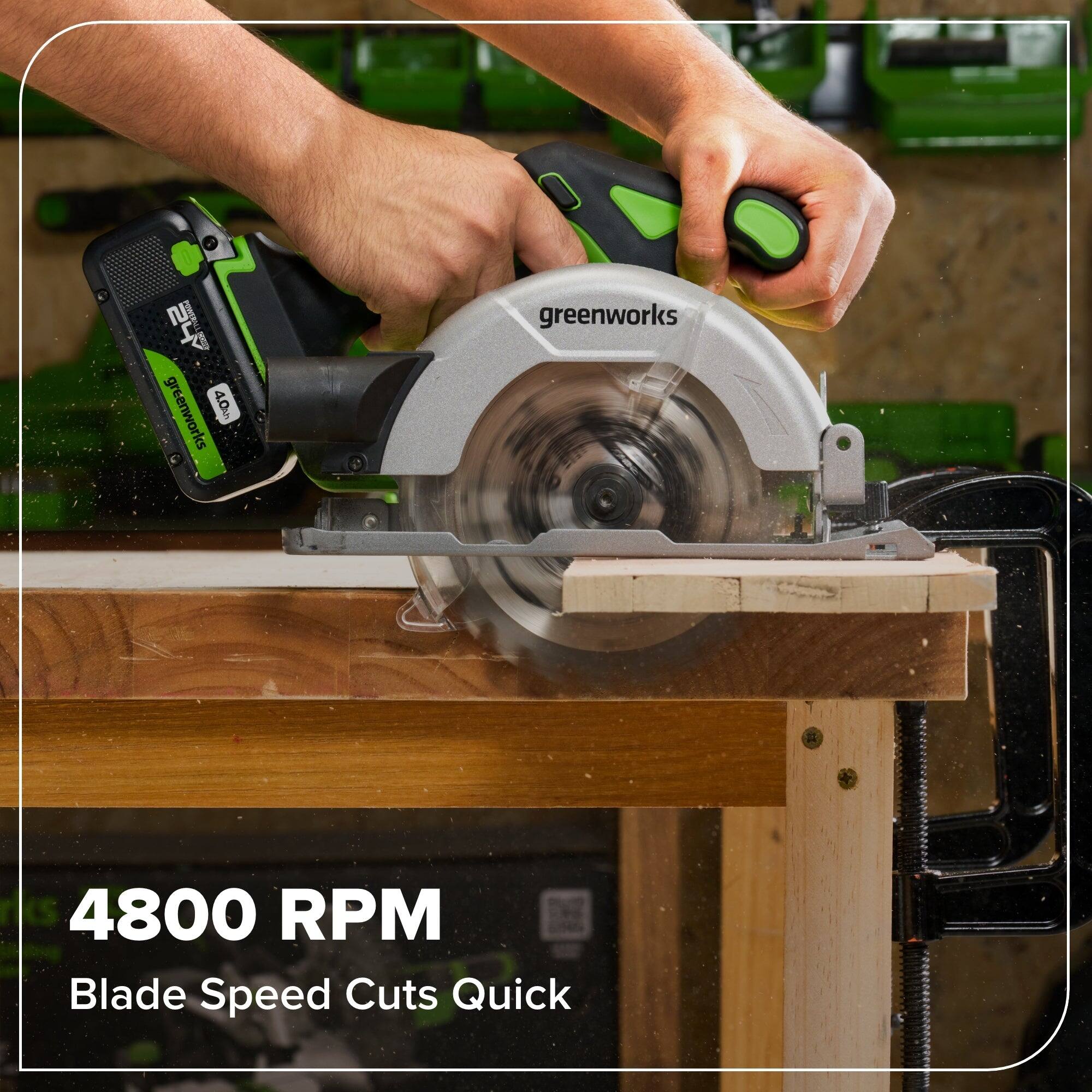 Greenworks 4.0mm  
4800 RPM Blade Speed Cuts Quick
