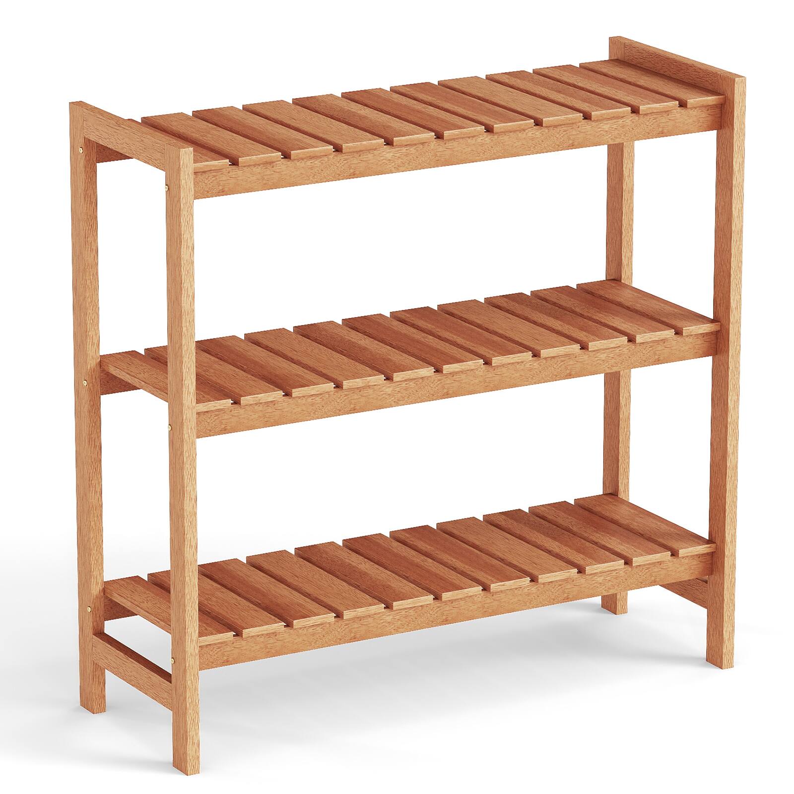 Alt View 9. Gymax - Gymax 3-Tier Solid Wood Plant Stand w/Slatted Shelves Take Oil Finish Indoor Outdoor - Natural.