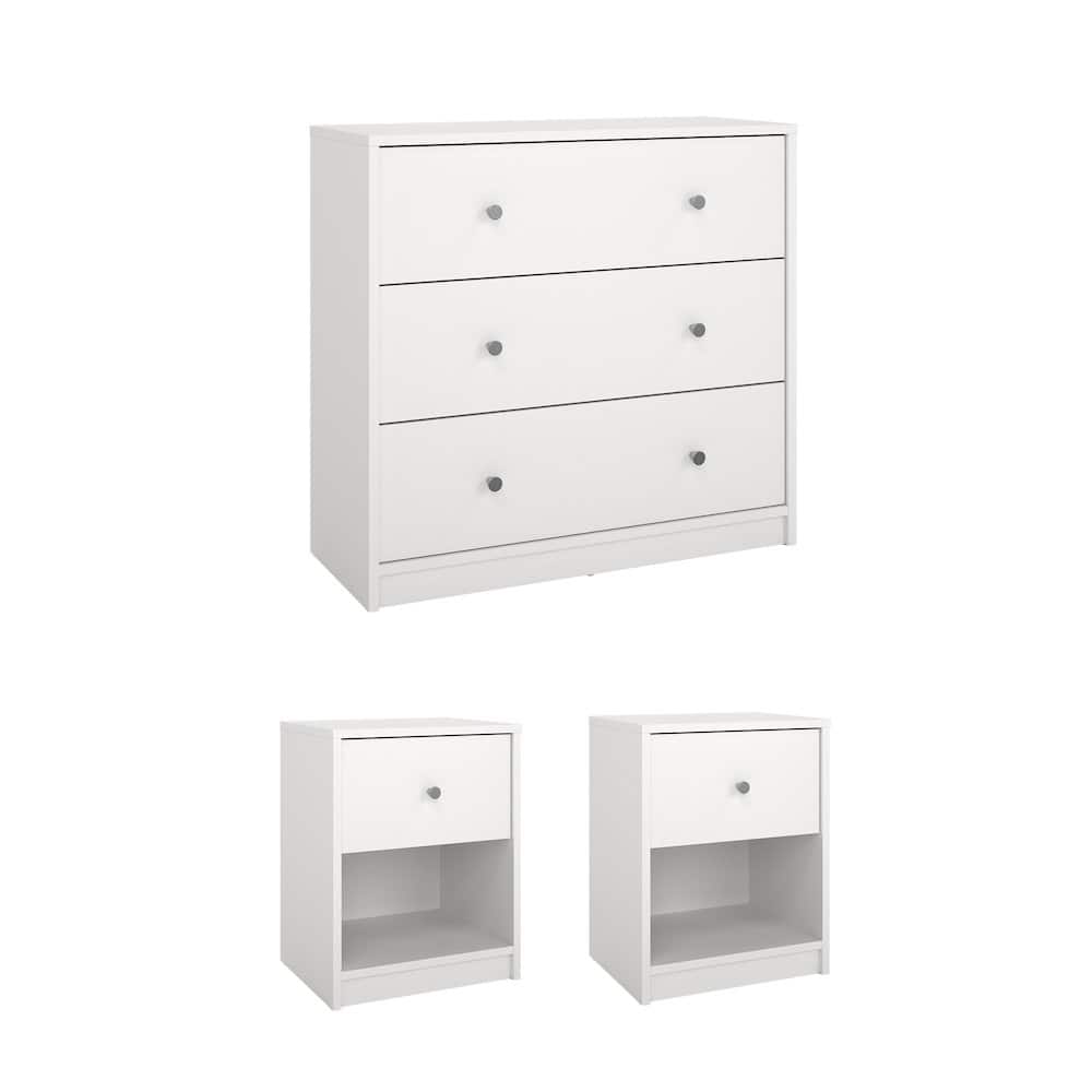 Tvilum - 3-Piece Bedroom Set - Chest And Nightstand Set Of 2 - White
